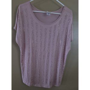 Women’s Vocal Studded Rhinesone Shirt Top In Pink Size Medium‎ Made In USA